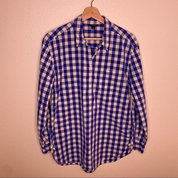 Lucky Brand Blue White Plaid Pull Over Tunic Small - Picture 3 of 12